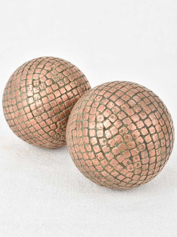 Antique French petanque balls - copper 4"
