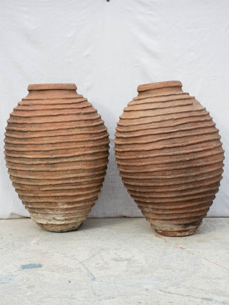 Two very large nineteenth century ribbed pots - Mediterranean 41"
