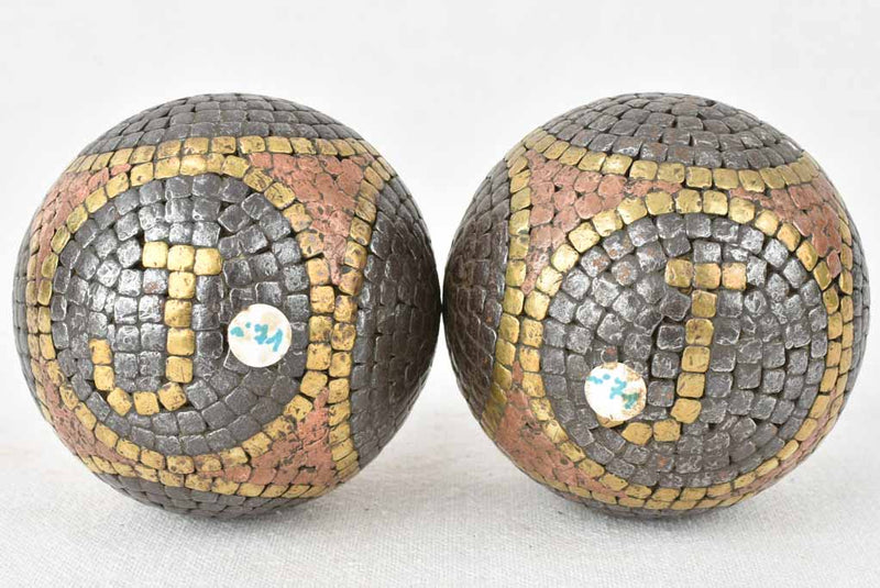Antique French petanque balls with JD initials 3½"