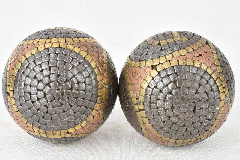 Antique French petanque balls with JD initials 3½"
