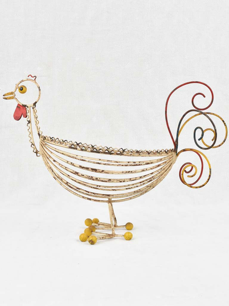 Vintage French Rooster egg basket - 13½"
