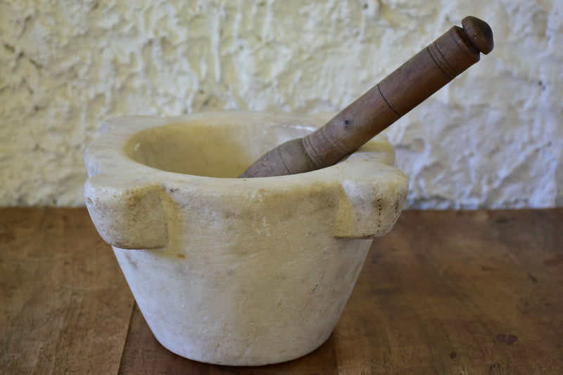Antique French marble mortar and pestle