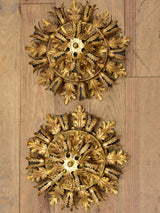 Pair of Maison Charles wall sconces / ceiling lights with gold leaves