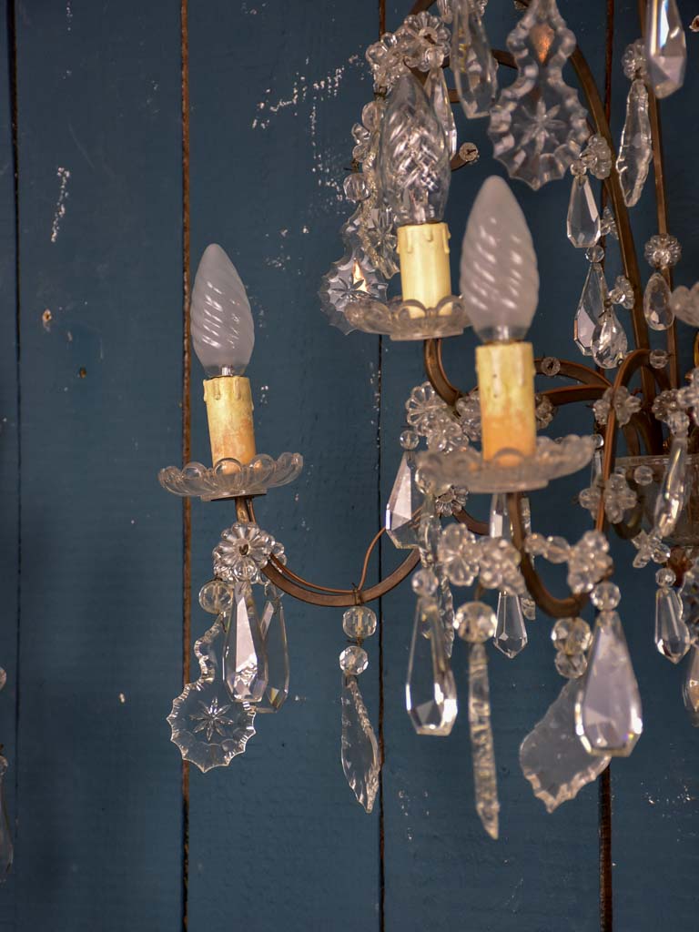 Pair of 1940's crystal wall sconces - 5 lights
