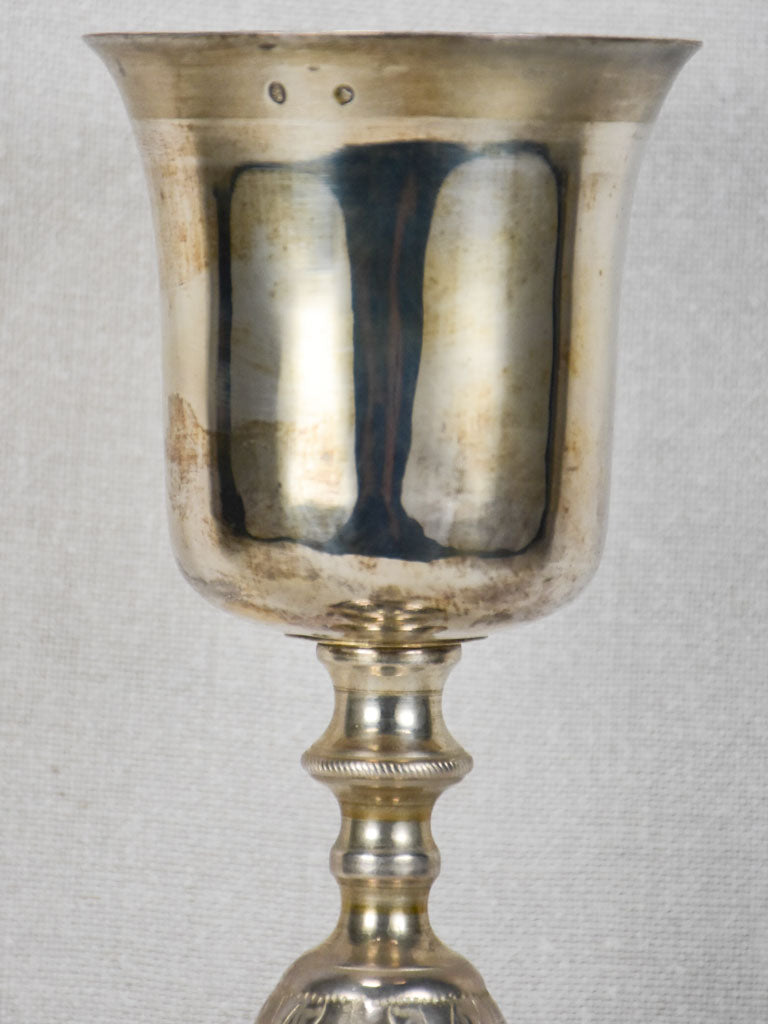 Late nineteenth-century silver religious chalice and plate in original box