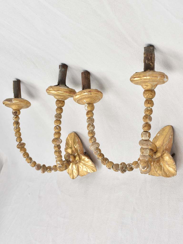 Pair of 19th century gilded candle wall sconces