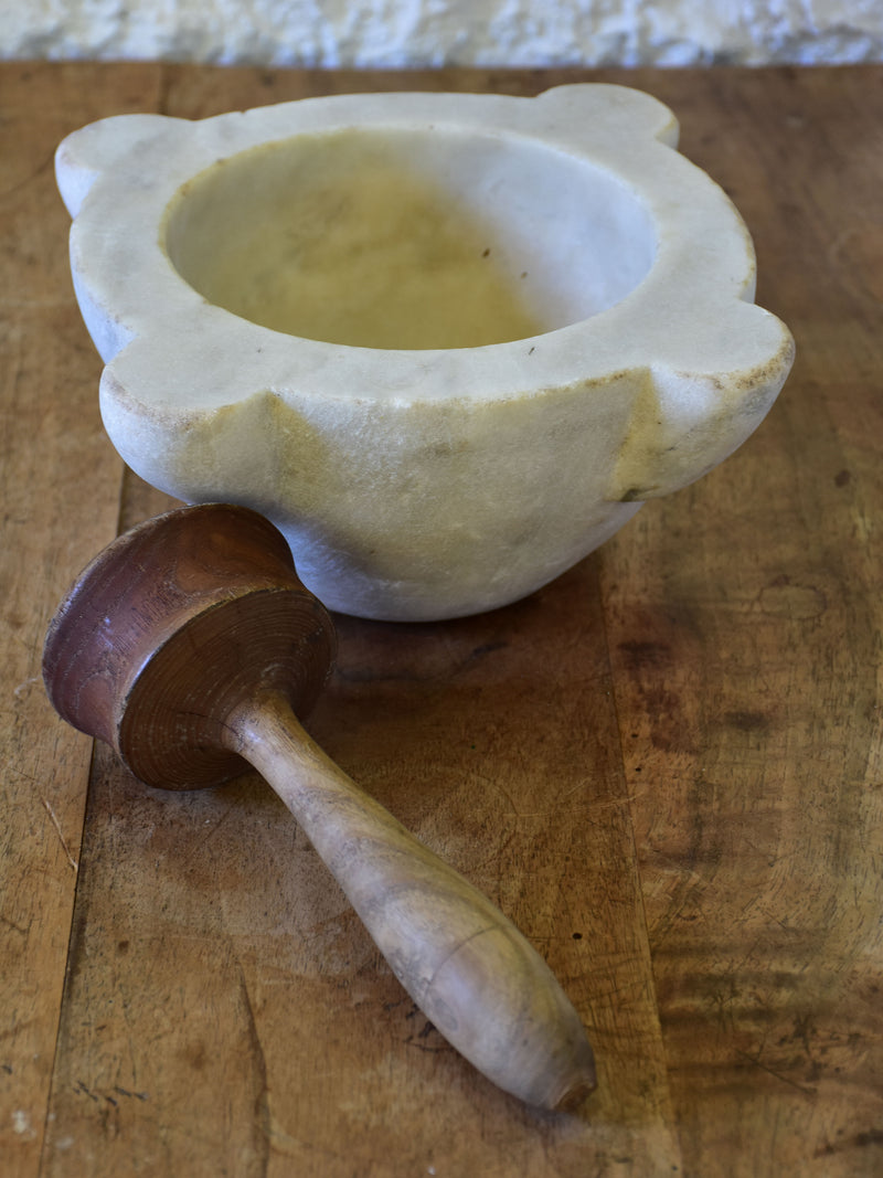 Antique French marble mortar and pestle 9¾”