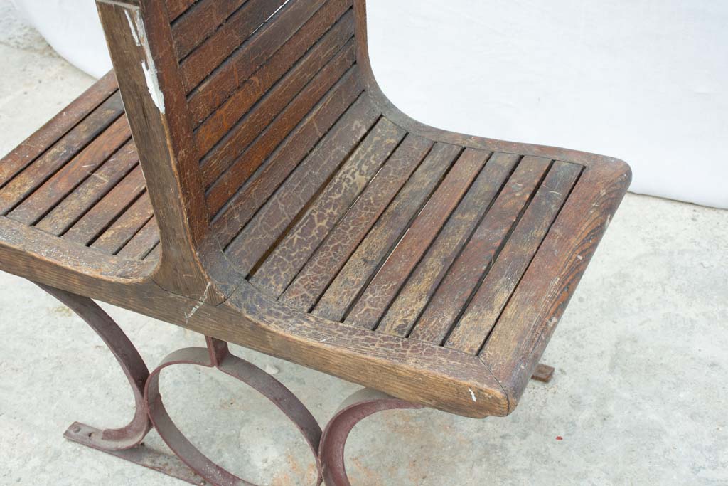 19th century French metro bench seat - oak