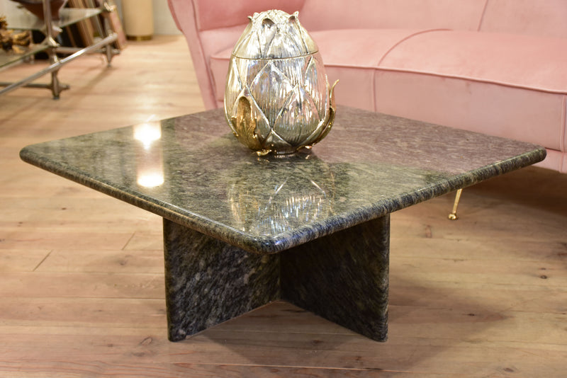 Vintage square coffee table - granite