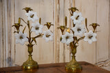 Pair of 19th century bronze and opaline candleabras