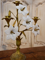 Pair of 19th century bronze and opaline candleabras