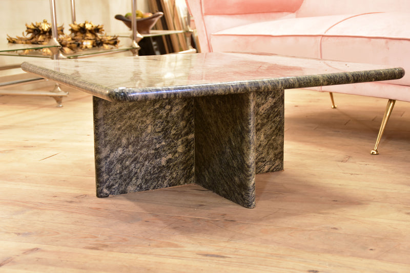 Vintage square coffee table - granite