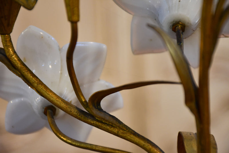 Pair of 19th century bronze and opaline candleabras