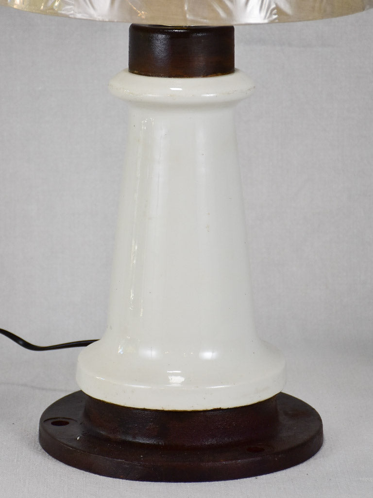Early-20th-century EDF isolator lamp - porcelain and cast iron 22" THREE AVAILABLE