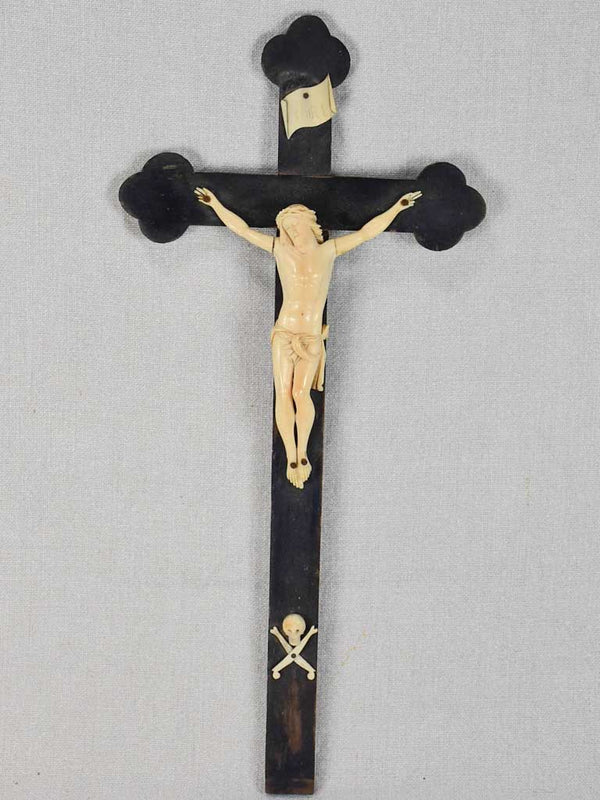17th-century French Crucifix figure - ebony and ivory 17"