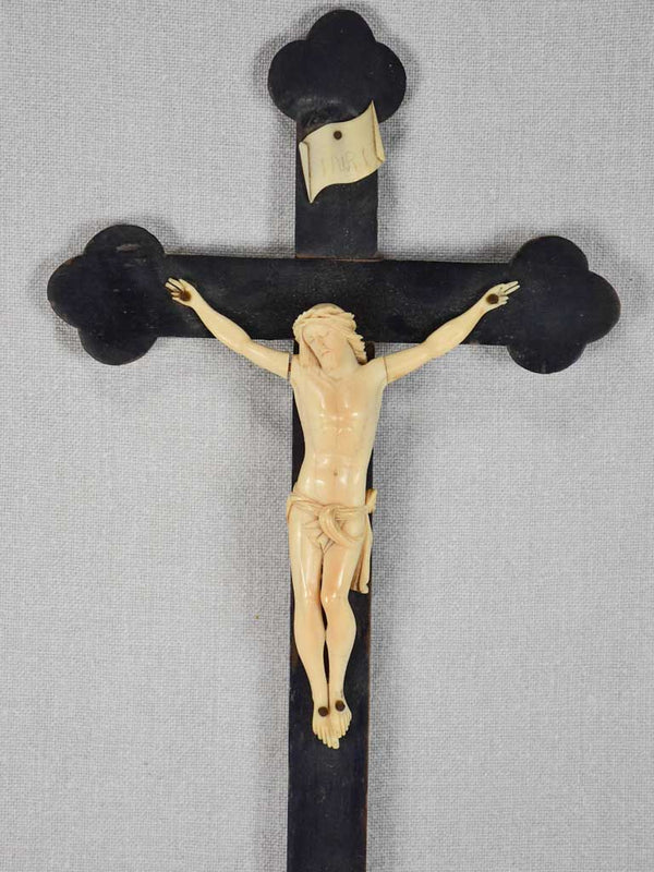 17th-century French Crucifix figure - ebony and ivory 17"