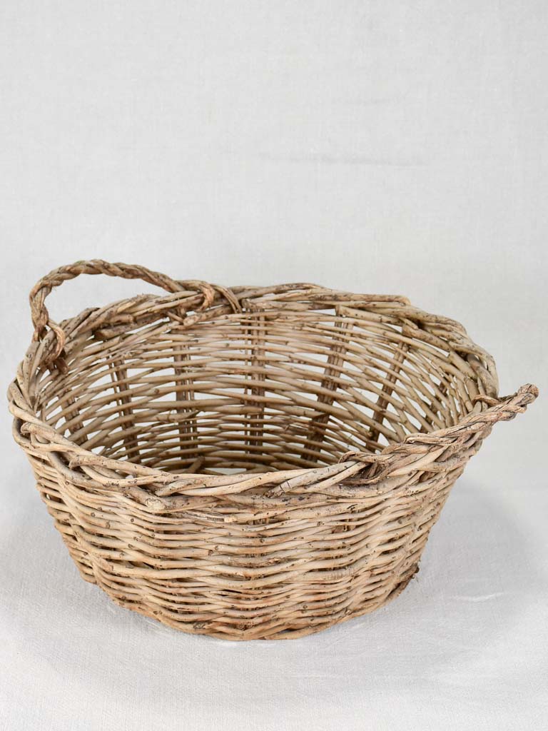 Antique French wicker basket with two handles 16¼" Chez Pluie