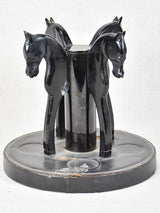 Vintage leather tobacco pipe rack with horses