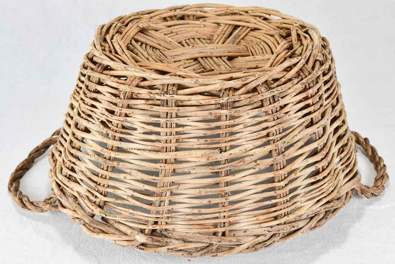 Antique French wicker basket with two handles 16¼" Chez Pluie