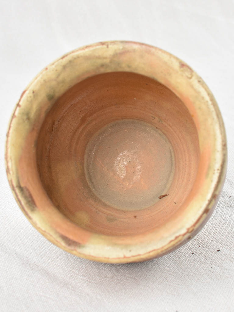 Small preserving pot honey pot with brown glaze 4¾"