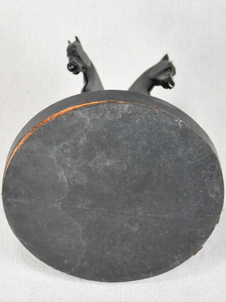 Vintage leather tobacco pipe rack with horses