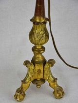 Antique French candlestick lamp - giltwood
