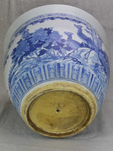 Mid-century blue and white Chinoiserie flower pot 14¼"