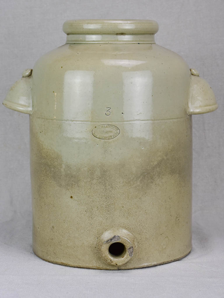 Large antique French stoneware olive oil pot - Digoin 14½"