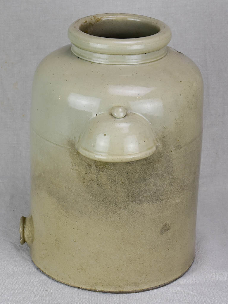 Large antique French stoneware olive oil pot - Digoin 14½"