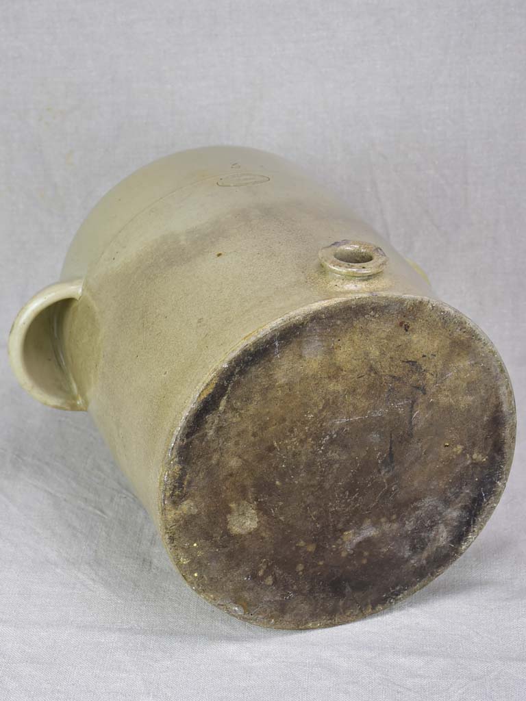 Large antique French stoneware olive oil pot - Digoin 14½"