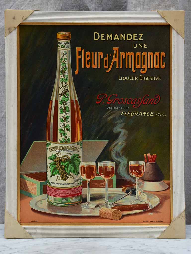 Distressed Finish 1930's Armagnac Poster