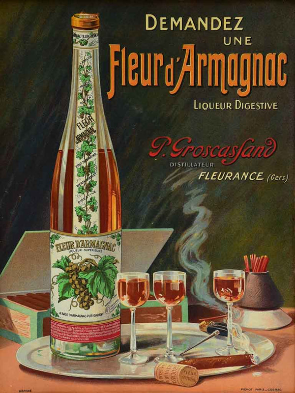 Early 20th Cenutry Arrmagnac poster - Fleur d'armagnac 15¾" x 20"