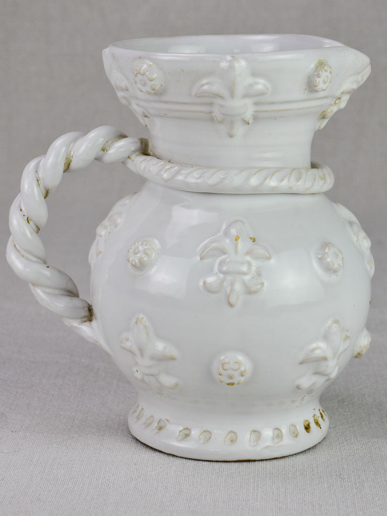 Mid-century French Emile Tessier pitcher with twisted handle 8¼"