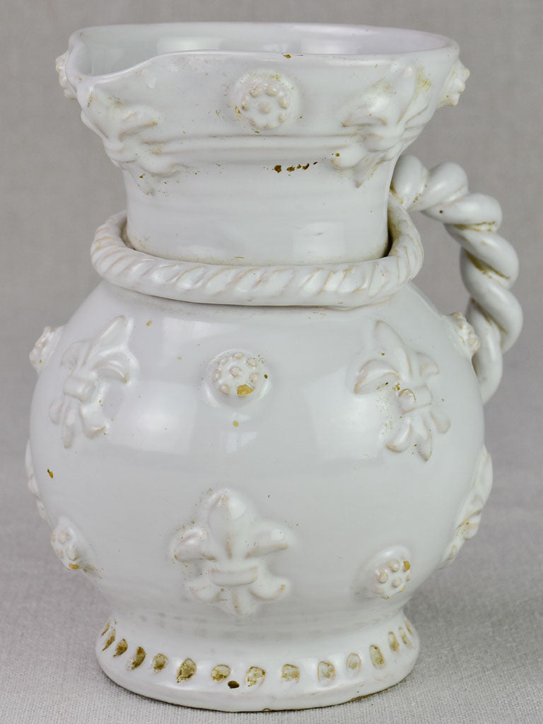 Mid-century French Emile Tessier pitcher with twisted handle 8¼"