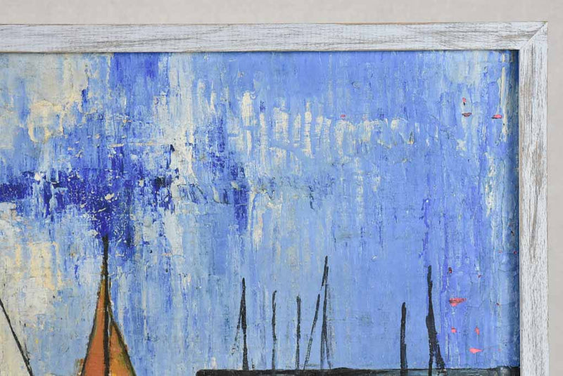 Vintage seascape with sailboats - oil on canvas 11½" x 16½"