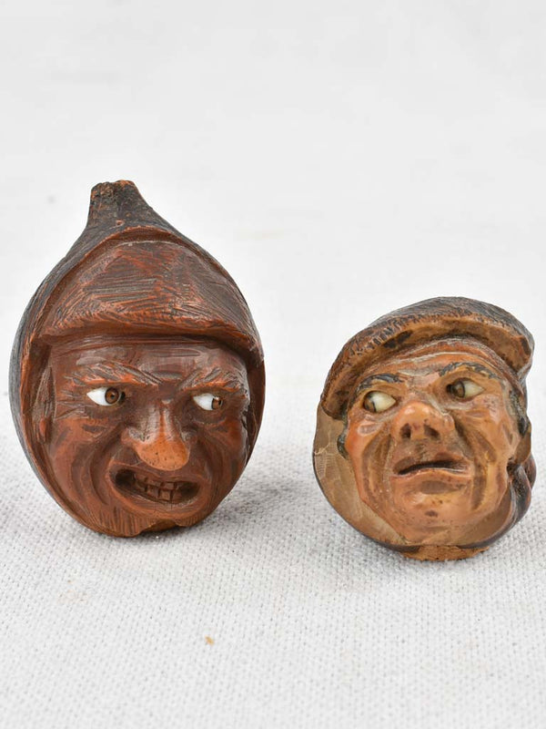 Two miniature sculptures - 19th century Corozo nut - 2¼"