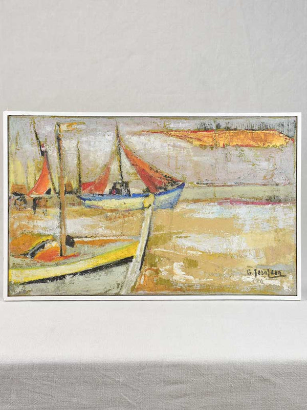 Vintage seascape with sailing boats signed G. Jeanjean 15¾" x 24¾"