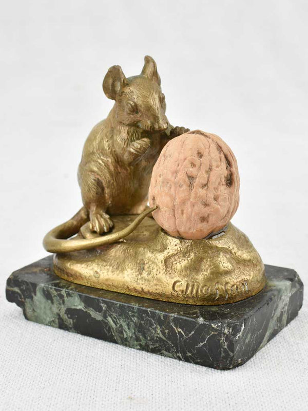 Antique bronze sculpture of a mouse - Clovis-Edmond Masson (1838-1913) - 3¼"