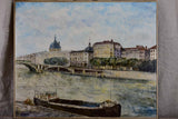 Mid-Century painting - Le Pont Wilson, Lyon 29 ¼ x 23 ¾""
