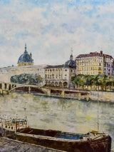 Mid-Century painting - Le Pont Wilson, Lyon 29 ¼ x 23 ¾""