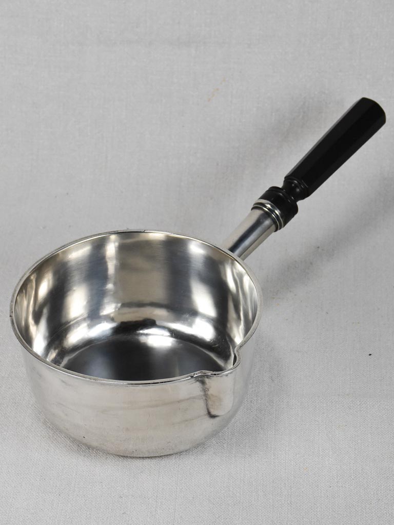 Early nineteenth-century silver saucepan with ebony handle