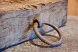 Large chunky French oak cutting board with iron handle