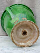 Early 20th Century Castelnaudary planter with green glaze and two handles