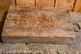 Large chunky French oak cutting board with iron handle