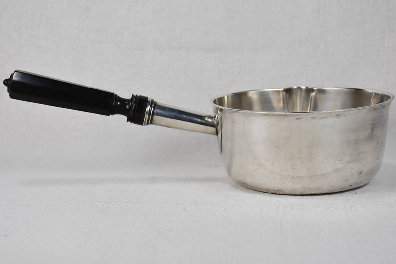 Early nineteenth-century silver saucepan with ebony handle