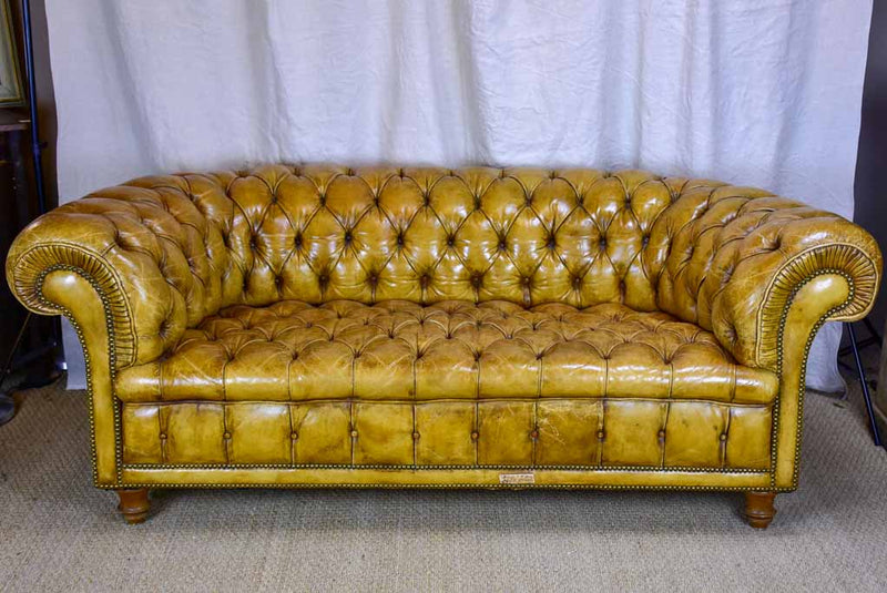 Original French leather Chesterfield sofa