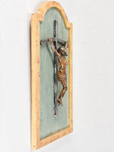 18th-century sculpture of Christ mounted on a panel 15¼" x 25¼"