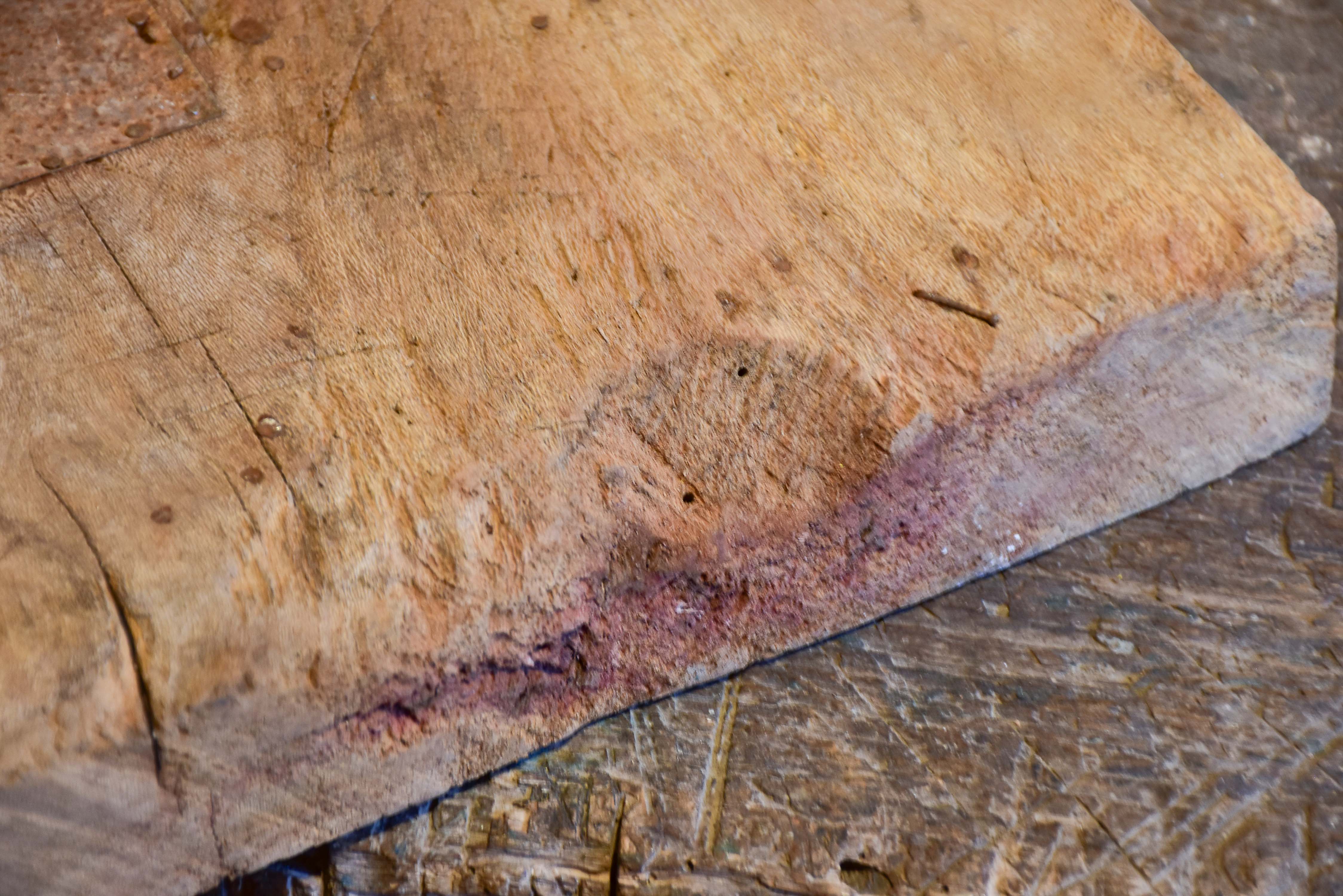 Antique French cutting board with rounded shoulders