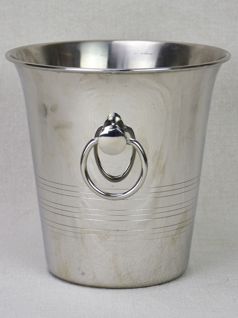Vintage French Guy Degrenne champagne ice bucket with loop handles