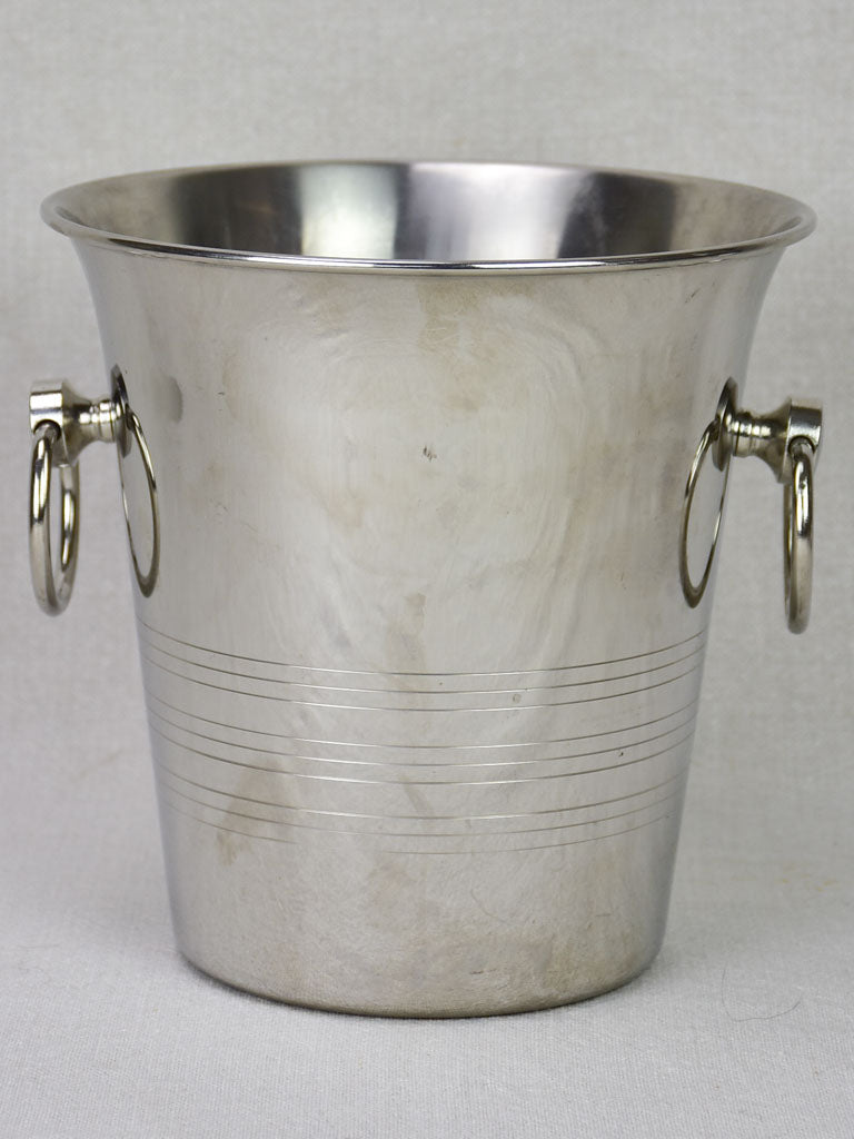 Vintage French Guy Degrenne champagne ice bucket with loop handles